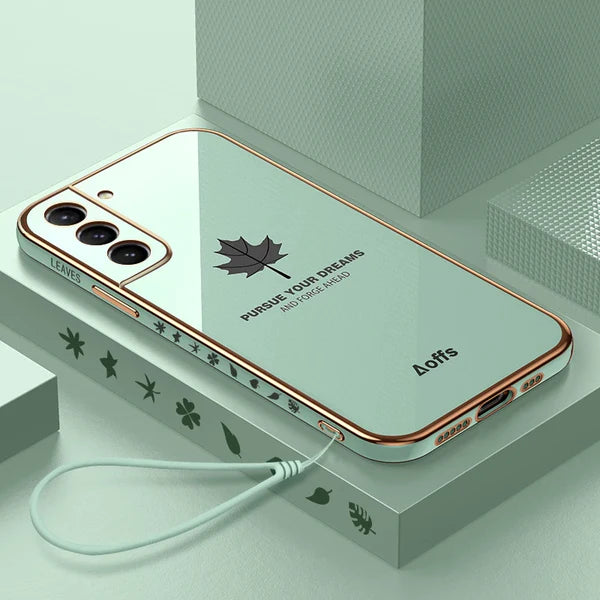 Galaxy S Series-Electroplating Leaf Case with Lanyard