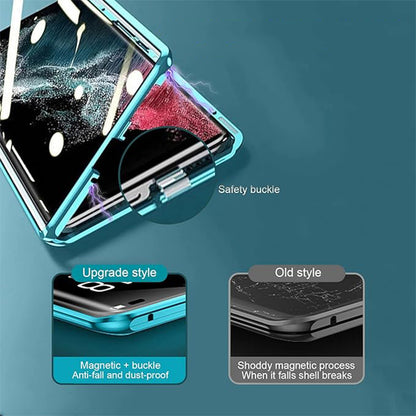 Galaxy S24 Ultra -  Double-Sided Magnetic Leather Plexi Glass Case