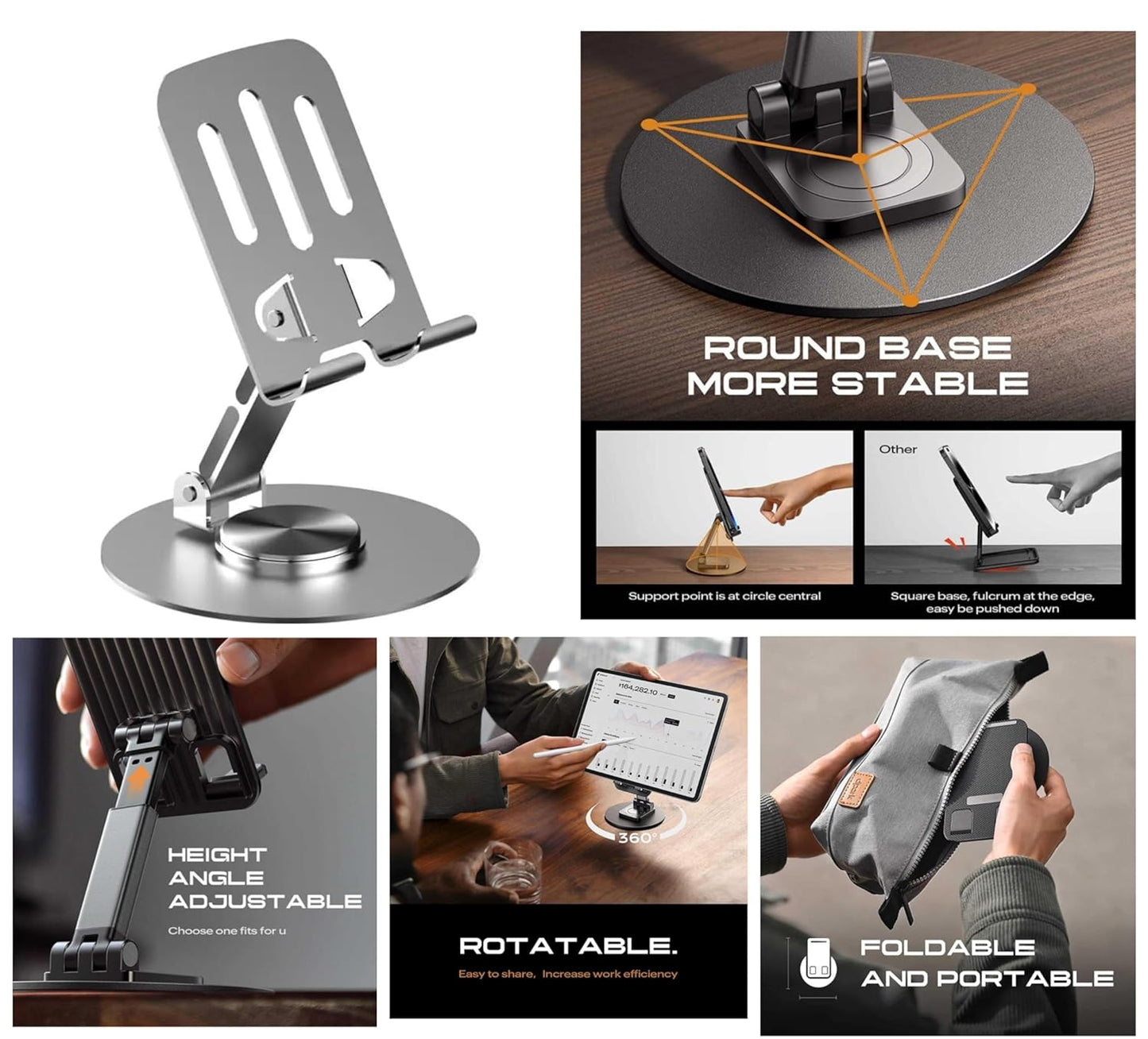 360° Rotatable and Foldable Aluminium Portable Stand