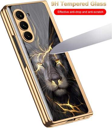 Galaxy Z Fold4 -  Animal Printed 9H Tempered Glass Case