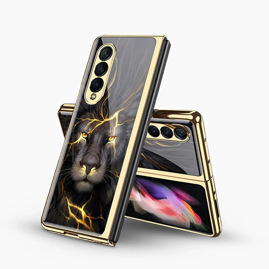 Galaxy Z Fold4 -  Animal Printed 9H Tempered Glass Case