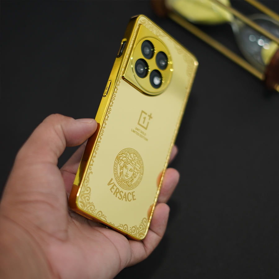 OnePlus 12R - Luxe Camera Protective Gold Plated Versace  Case