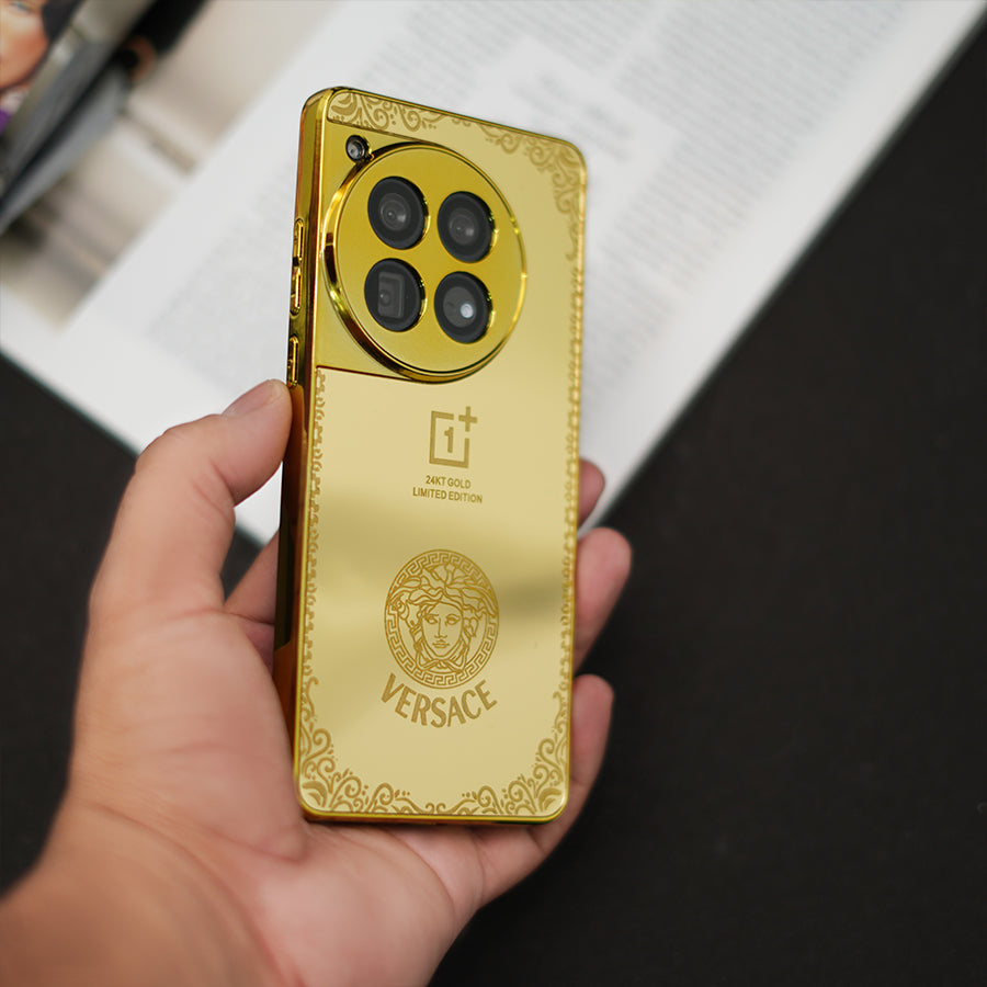 OnePlus 12R - Luxe Camera Protective Gold Plated Versace  Case