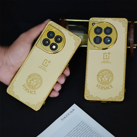 OnePlus 12 - Luxe Camera Protective Gold Plated Versace  Case