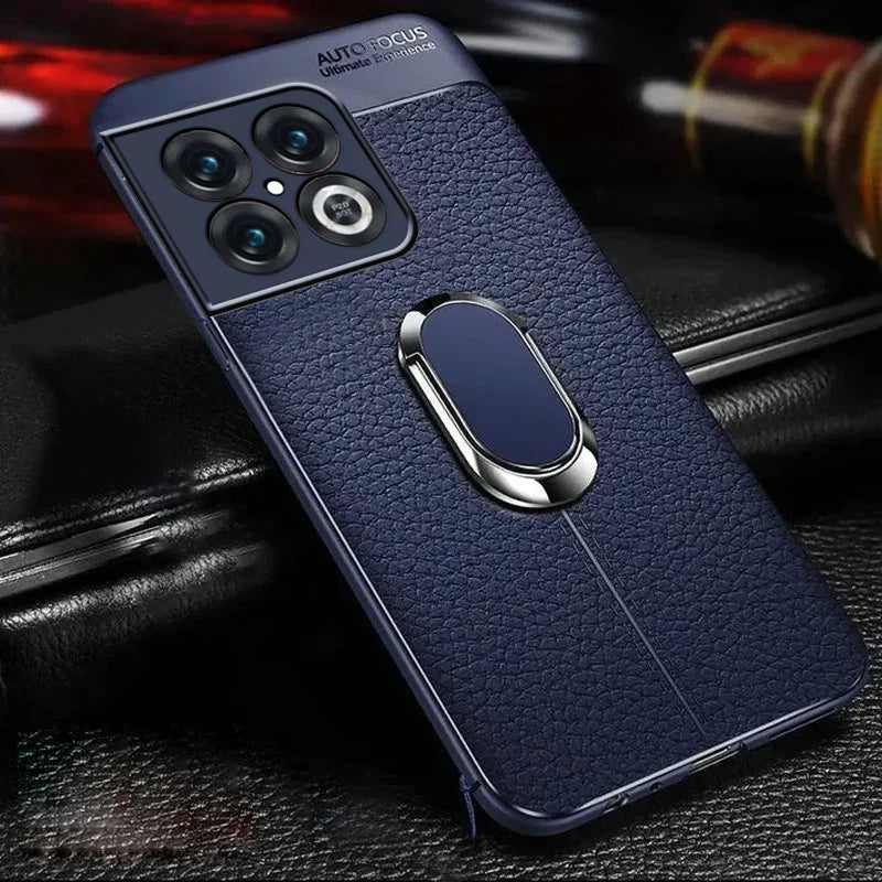 OnePlus 10 Pro - Urban Elegance Leather Ring Stand Case