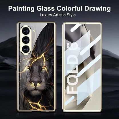 Galaxy Z Fold Series -  Animal Printed 9H Tempered Glass Case